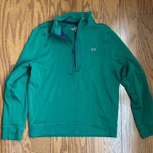 Vineyard Vines Kids Green Half-Zip Sweater